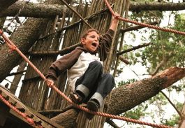 Foto van kind dat speelt in een boomhut